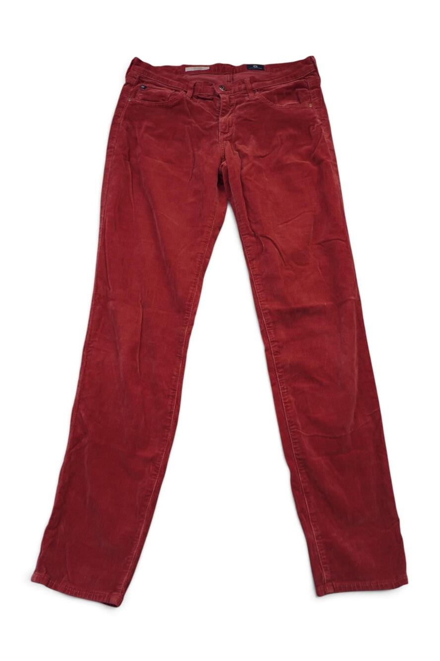 AG Adriano Goldschmied Corduroy Pants Women 29R Red The Stevie Slim Straight USA